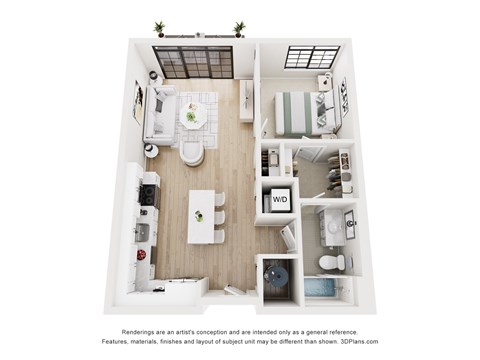 Maverick Floor Plan | 661-838 Sq. Ft. at Aviator Lofts, Newport News, 23602